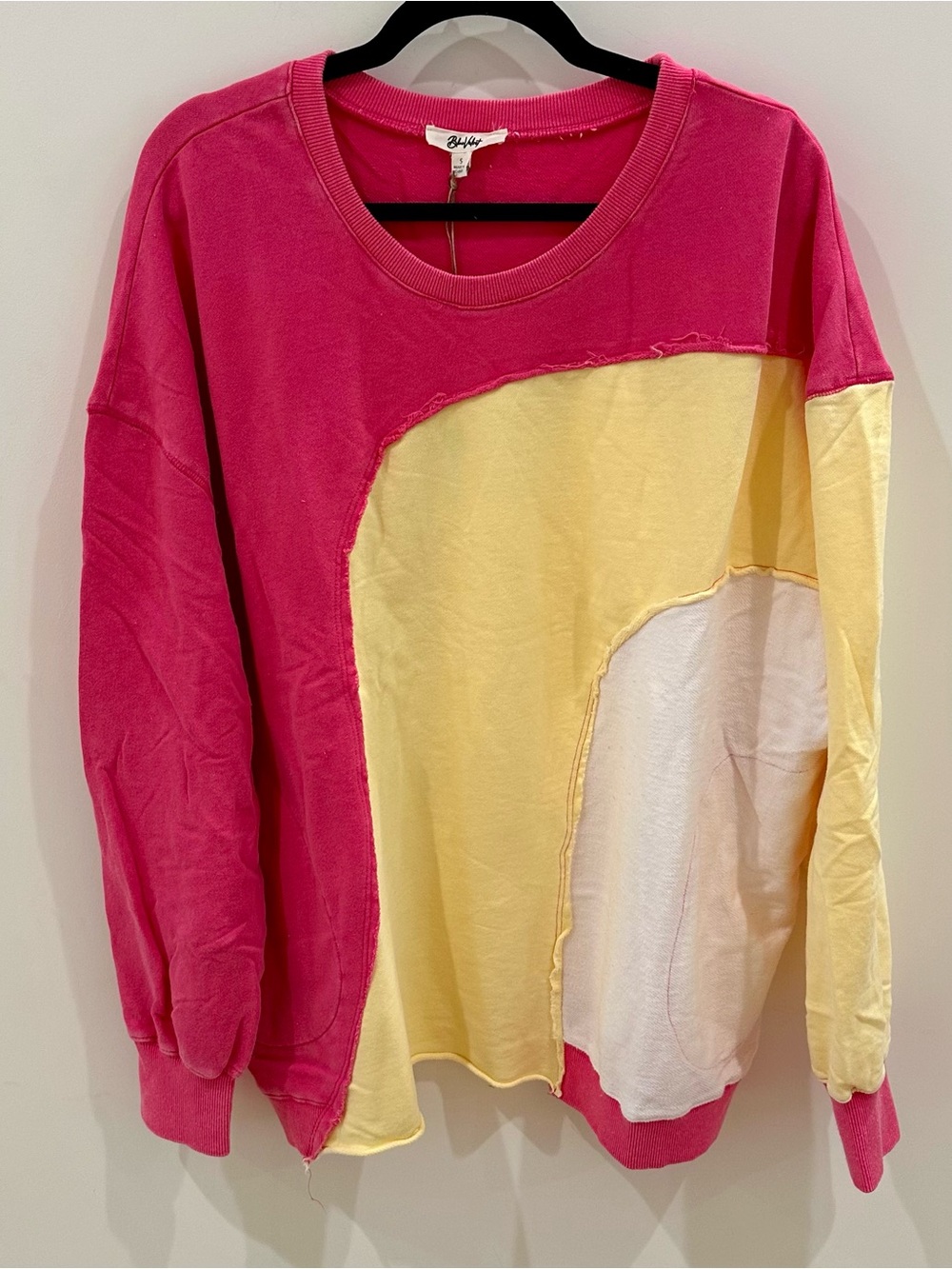 NWT Blue Velvet French Terry Rainbow Color Block Sweatshirt Size S